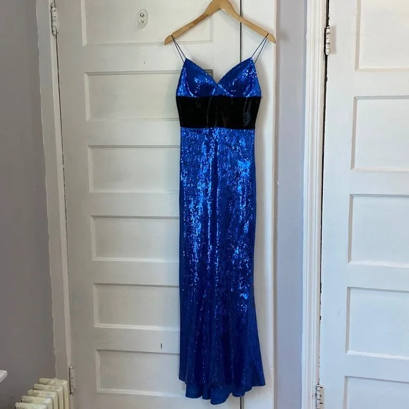 Sherri Hill Dresses | Sherri Hill Royal Blue and Black Sequin Gown, Size 4 | Color: Black/Blue | Size: 4 | Stayfaith's Closet